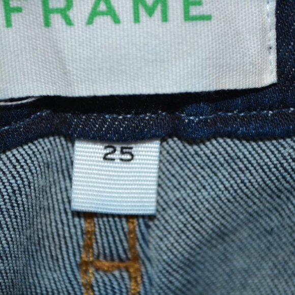 Frame Le Mini Boot Raw Hem Womens 25 Stretch 5 Pocket Straight Leg Blue Jeans - Picture 7 of 9